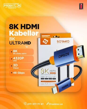 8K HDMI kabellər
1.5 metr - 10 azn
3 metr- 15 azn
5 metr- 20 azn lalafo.az -da 8K HDMI kabellər
1.5 metr - 10 azn
3 metr- 15 azn
5 metr- 20 azn