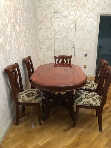Qonaq otağı üçün, İşlənmiş, Oval masa, 6 stul lalafo.az -da Qonaq otağı üçün, İşlənmiş, Oval masa, 6 stul