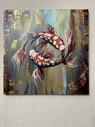 Abstrakt rəsm əsəri – “Koi balıqları” - Texnika: kətan üzərində akril lalafo.az -da Abstrakt rəsm əsəri – “Koi balıqları” - Texnika: kətan üzərində akril