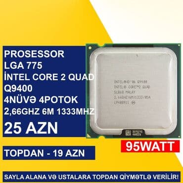 Prosessor Intel Core 2 Quad Prosessor “LGA 775 İntel Core 2 Quad Q9400”, 2-3 GHz, 4 nüvə, İşlənmiş lalafo.az -da Prosessor Intel Core 2 Quad Prosessor “LGA 775 İntel Core 2 Quad Q9400”, 2-3 GHz, 4 nüvə, İşlənmiş