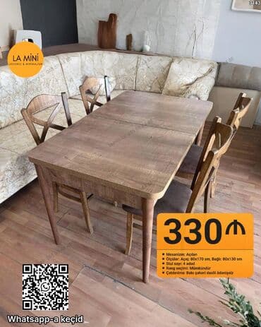 Mətbəx üçün, Yeni, Açılan, Dördbucaq masa, 4 stul lalafo.az -da Mətbəx üçün, Yeni, Açılan, Dördbucaq masa, 4 stul