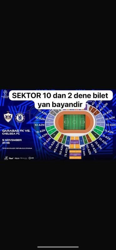 Her iki biletin qiymetidir qiymet - Qarabağ FK vs. Chelsea FC oyunu - lalafo.az -da Her iki biletin qiymetidir qiymet - Qarabağ FK vs. Chelsea FC oyunu -