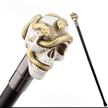 Dekorativ əsa – kəllə və ilan fiqurlu əsa xasa baston çəlik lalafo.az -da Dekorativ əsa – kəllə və ilan fiqurlu əsa xasa baston çəlik