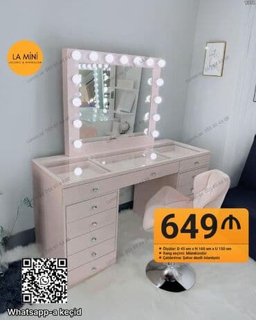 Vizaj masası və güzgü komplekti – LA MINI - Ölçülər: dərinlik 45 sm lalafo.az -da Vizaj masası və güzgü komplekti – LA MINI - Ölçülər: dərinlik 45 sm