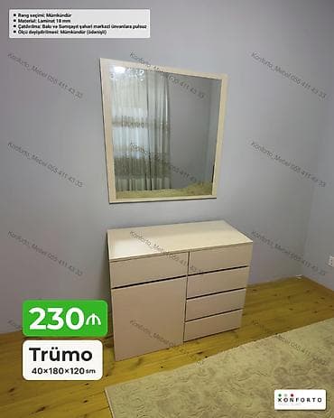 Trümo dəsti – güzgü və çekmecəli komod Ölçülər: - 40×180×120 sm lalafo.az -da Trümo dəsti – güzgü və çekmecəli komod Ölçülər: - 40×180×120 sm