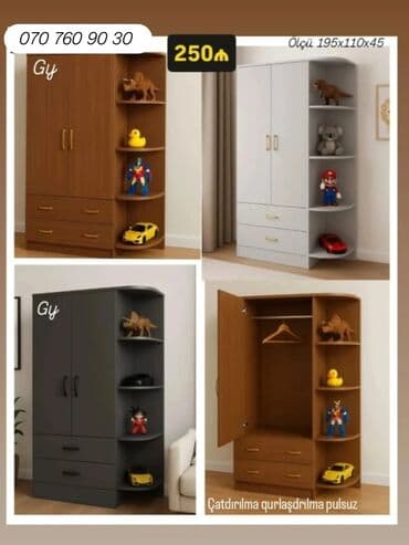 Uşaq otağı üçün çoxfunksiyalı paltar dolabı - Ölçü: 195×110×45 sm - lalafo.az -da Uşaq otağı üçün çoxfunksiyalı paltar dolabı - Ölçü: 195×110×45 sm -
