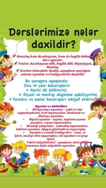mektebeqeder hazirliq kurslari: Məktəbəqədər və ibtidai sinif hazırlığı, Azərbaycan dili, Qrup lalafo.az -da — 1 mektebeqeder hazirliq kurslari: Məktəbəqədər və ibtidai sinif hazırlığı, Azərbaycan dili, Qrup — 1