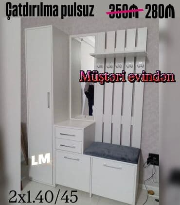 Ağ rəngdə dəhliz üçün çoxfunksiyalı paltar asqılığı və şkaf dəsti lalafo.az -da Ağ rəngdə dəhliz üçün çoxfunksiyalı paltar asqılığı və şkaf dəsti