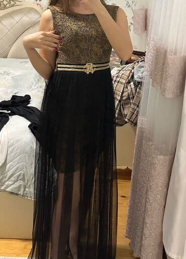 Qadın libas paltarı M razmer - Rənglər: qara və qızılı - Bel: ikiqat lalafo.az -da Qadın libas paltarı M razmer - Rənglər: qara və qızılı - Bel: ikiqat