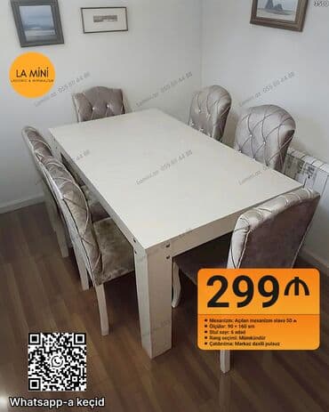 Açılan, Dördbucaq masa, 6 stul lalafo.az -da Açılan, Dördbucaq masa, 6 stul