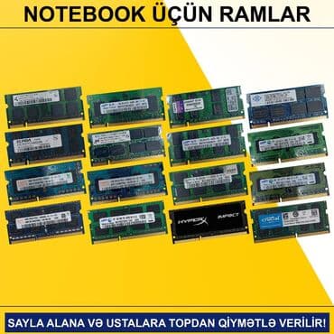 Notebook üçün Ramlar (DDR2/DDR3/DDR4) SAYLA ALANA VƏ USTALARA TOPDAN lalafo.az -da — 1 Notebook üçün Ramlar (DDR2/DDR3/DDR4) SAYLA ALANA VƏ USTALARA TOPDAN — 1