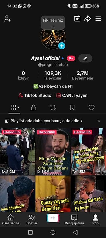 Xidmət: TikTok hesabının inkişafı və kontent istehsalı Profil: Aysel lalafo.az -da Xidmət: TikTok hesabının inkişafı və kontent istehsalı Profil: Aysel