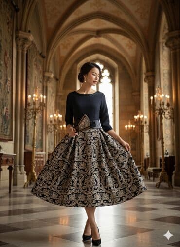 Zərif naxışlı qara-qızılı don - Üst hissə: tünd lacivərt rəng, yumru lalafo.az -da Zərif naxışlı qara-qızılı don - Üst hissə: tünd lacivərt rəng, yumru