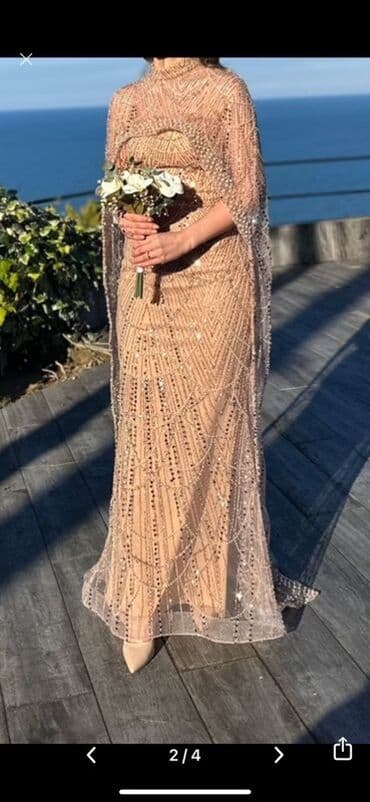 Zərif gecə/libas – şampan/nude rəngdə, tam uzunluqda. - Siluet lalafo.az -da Zərif gecə/libas – şampan/nude rəngdə, tam uzunluqda. - Siluet