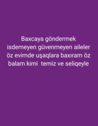 Öz evimde uşaq baxımı – 1-5 yaş Baxçaya göndərmək istəməyən, daha lalafo.az -da Öz evimde uşaq baxımı – 1-5 yaş Baxçaya göndərmək istəməyən, daha