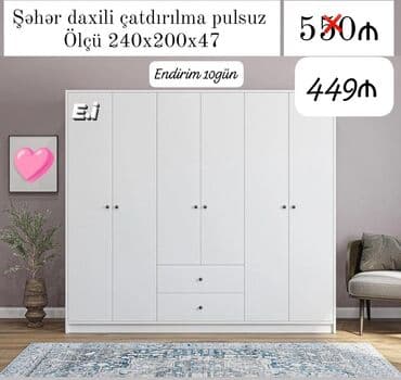 Yeni, Açılan, 6 qapı Düz dolab, Qarderob, paltar dolabı lalafo.az -da Yeni, Açılan, 6 qapı Düz dolab, Qarderob, paltar dolabı