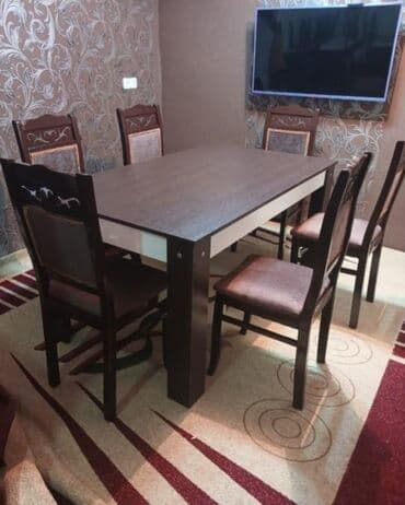 Qonaq otağı üçün, Açılmayan, Dördbucaq masa, 6 stul lalafo.az -da Qonaq otağı üçün, Açılmayan, Dördbucaq masa, 6 stul