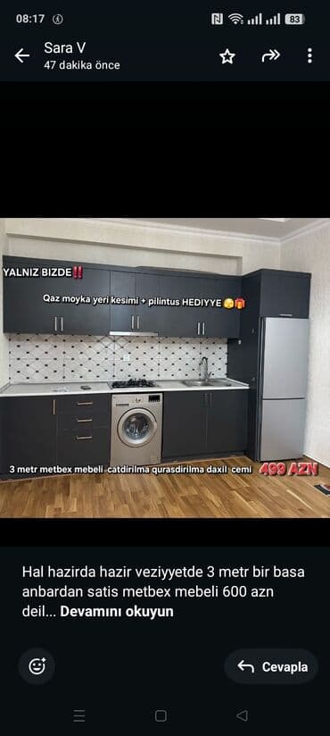 Hal hazirda hazir veziyyetde 3 metr bir basa anbardan satis metbex lalafo.az -da Hal hazirda hazir veziyyetde 3 metr bir basa anbardan satis metbex