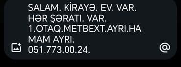 Kirayə ev təklif olunur. Bütün şərait mövcuddur. 1 otaq. Mətbəx lalafo.az -da Kirayə ev təklif olunur. Bütün şərait mövcuddur. 1 otaq. Mətbəx