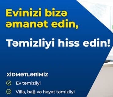 Təmizlik | Ofislər, Mənzillər, Evlər | Çılçıraqların yuyulması və təmizlənməsi, Ümumi təmizlik, Gündəlik təmizlik lalafo.az -da Təmizlik | Ofislər, Mənzillər, Evlər | Çılçıraqların yuyulması və təmizlənməsi, Ümumi təmizlik, Gündəlik təmizlik