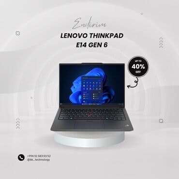 BK Technology: Yeni Lenovo ThinkPad, 14 ", AMD Ryzen 5, 256 GB, Ünvandan götürmə, Rayonlara çatdırılma lalafo.az -da BK Technology: Yeni Lenovo ThinkPad, 14 ", AMD Ryzen 5, 256 GB, Ünvandan götürmə, Rayonlara çatdırılma