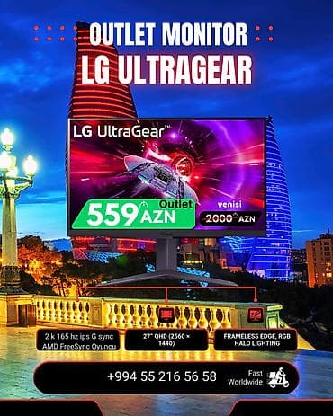 LG UltraGear 2k 165 hz G - Sync oyun monitoru azerbaycan bakı Qutusu lalafo.az -da LG UltraGear 2k 165 hz G - Sync oyun monitoru azerbaycan bakı Qutusu