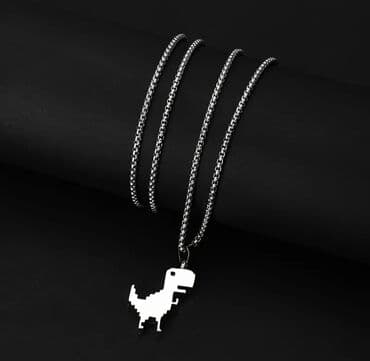 Minimalist “dino” kulonlu boyunbağı - Dizayn: Piksel üslubunda T‑Rex lalafo.az -da Minimalist “dino” kulonlu boyunbağı - Dizayn: Piksel üslubunda T‑Rex