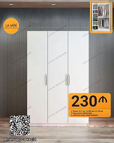 Minimalist üslubda 3 qapılı paltar dolabı - Model: LA Mini – Laconic lalafo.az -da Minimalist üslubda 3 qapılı paltar dolabı - Model: LA Mini – Laconic