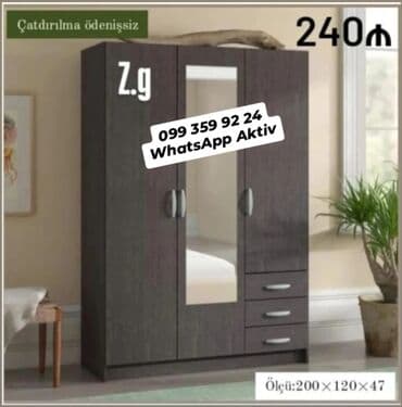 Açılan, 3 qapılı Düz dolab, Qarderob, paltar dolabı lalafo.az -da Açılan, 3 qapılı Düz dolab, Qarderob, paltar dolabı