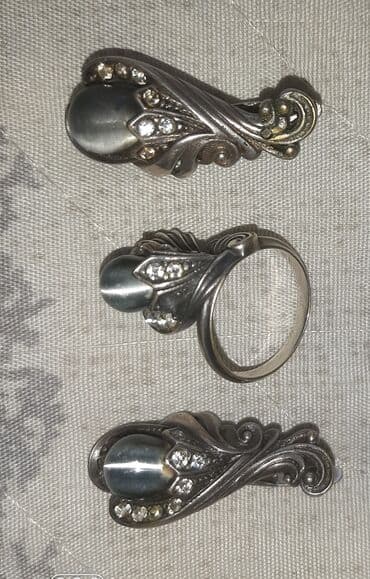 Zərgərlik dəsti – üzük və iki ədəd sırğa - Üslub: klassik/vintaj lalafo.az -da Zərgərlik dəsti – üzük və iki ədəd sırğa - Üslub: klassik/vintaj