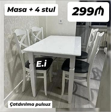 Yeni, Dördbucaq masa, 4 stul lalafo.az -da Yeni, Dördbucaq masa, 4 stul