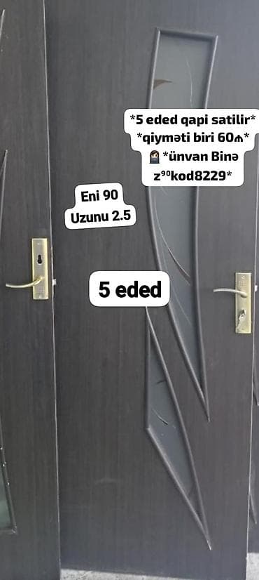 Məhsul: Otaq qapıları (5 ədəd) - Ölçü: eni 90 sm, uzunluğu 2.5 m - lalafo.az -da Məhsul: Otaq qapıları (5 ədəd) - Ölçü: eni 90 sm, uzunluğu 2.5 m -