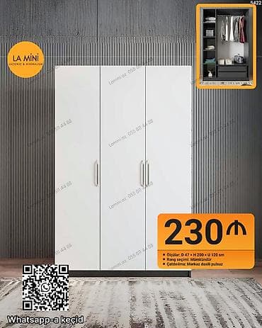 Üç qapılı geyim dolabı – LA Mini - Ölçülər: Dərinlik 47 sm x lalafo.az -da Üç qapılı geyim dolabı – LA Mini - Ölçülər: Dərinlik 47 sm x