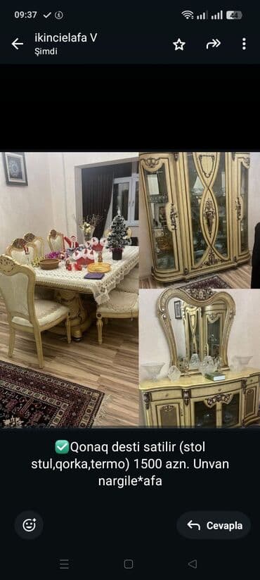 ✅Qonaq desti satilir (stol stul,qorka,termo) 1500 azn. Unvan lalafo.az -da ✅Qonaq desti satilir (stol stul,qorka,termo) 1500 azn. Unvan