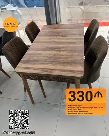 Açılan, Dördbucaq masa, 4 stul lalafo.az -da Açılan, Dördbucaq masa, 4 stul