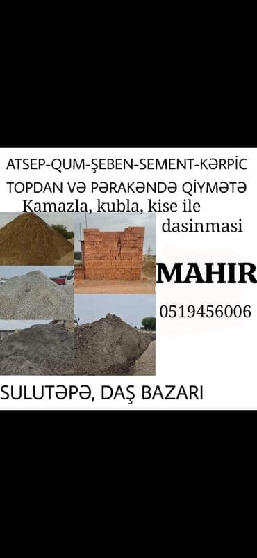 Alçipan: Bütün növ tikinti matrialları qum çınqıl assep qara qum qrabil daş lalafo.az -da — 1 Alçipan: Bütün növ tikinti matrialları qum çınqıl assep qara qum qrabil daş — 1