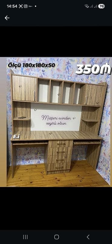 - Məhsul: Künc iş/oxu masasının üst dolablı komplekti - Ölçü: 180 x lalafo.az -da - Məhsul: Künc iş/oxu masasının üst dolablı komplekti - Ölçü: 180 x