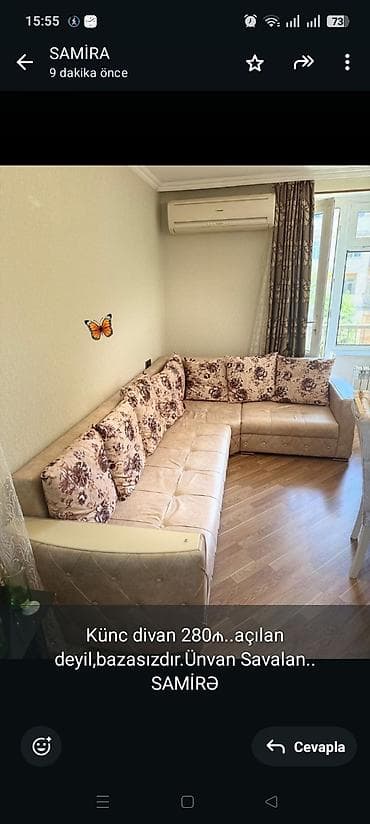 Künc divan 280₼. açılan deyil,bazasızdır.Ünvan Savalan. SAMİRƏ lalafo.az -da Künc divan 280₼. açılan deyil,bazasızdır.Ünvan Savalan. SAMİRƏ