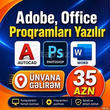 Windows 10/11 əməliyyat sisteminin və Adobe, Office proqramlarının lalafo.az -da Windows 10/11 əməliyyat sisteminin və Adobe, Office proqramlarının