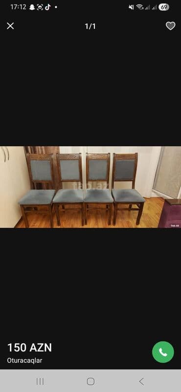 Qonaq otağı üçün, İşlənmiş, Qatlanmayan, rəng - Boz Stul lalafo.az -da Qonaq otağı üçün, İşlənmiş, Qatlanmayan, rəng - Boz Stul