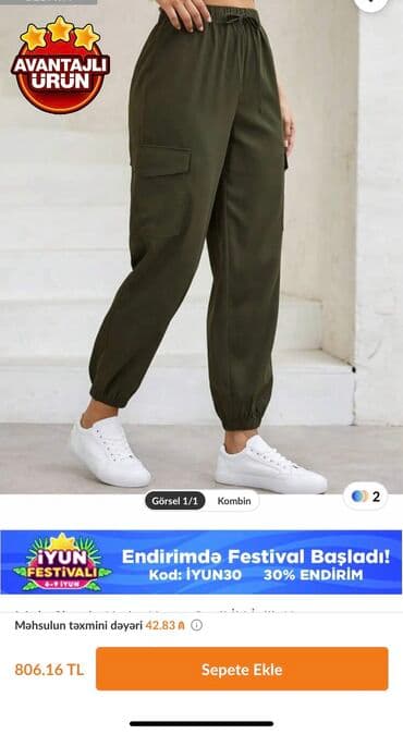 Koton salvar yenidir, etiketi ustundedir, razmer s/m, Bakidan 55 azn lalafo.az -da Koton salvar yenidir, etiketi ustundedir, razmer s/m, Bakidan 55 azn