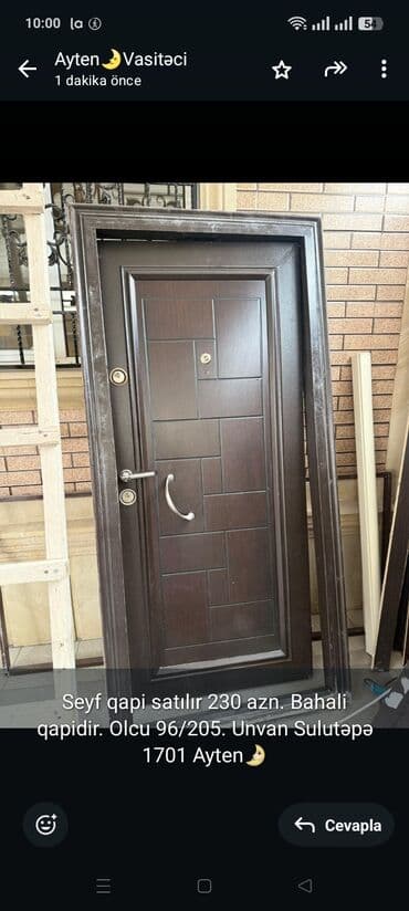 Seyf qapi satılır 230 azn. Bahali qapidir. Olcu 96/205. Unvan Sulutəpə lalafo.az -da Seyf qapi satılır 230 azn. Bahali qapidir. Olcu 96/205. Unvan Sulutəpə