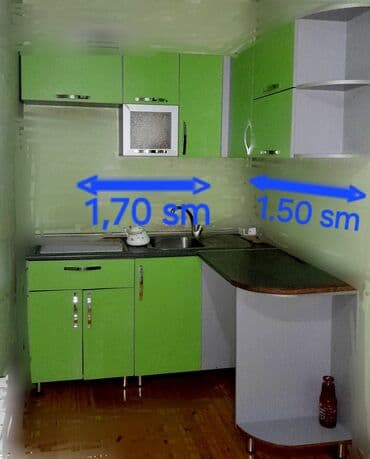 Mətbəx mebeli dəsti – L formalı, kompaktn ölçülü - Ümumi ölçülər: sol lalafo.az -da Mətbəx mebeli dəsti – L formalı, kompaktn ölçülü - Ümumi ölçülər: sol