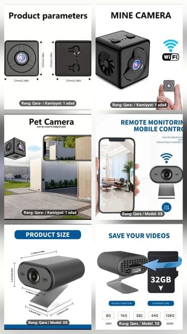 Wi‑Fi Mini Kamera – X8 model - Kompakt ölçü: kub versiya 27 x 27 x 27 lalafo.az -da Wi‑Fi Mini Kamera – X8 model - Kompakt ölçü: kub versiya 27 x 27 x 27