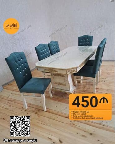 Qonaq otağı üçün, Açılmayan, Dördbucaq masa, 6 stul lalafo.az -da Qonaq otağı üçün, Açılmayan, Dördbucaq masa, 6 stul