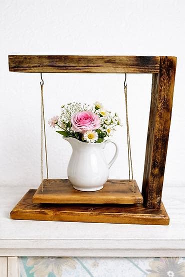 Rustik taxta dekor – asma platformalı vazalı kompozisiya - Material lalafo.az -da Rustik taxta dekor – asma platformalı vazalı kompozisiya - Material