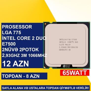 Prosessor Intel Core 2 Duo Prosessor “LGA 775 İntel Core 2 Duo E7500”, 2 nüvə, İşlənmiş lalafo.az -da Prosessor Intel Core 2 Duo Prosessor “LGA 775 İntel Core 2 Duo E7500”, 2 nüvə, İşlənmiş