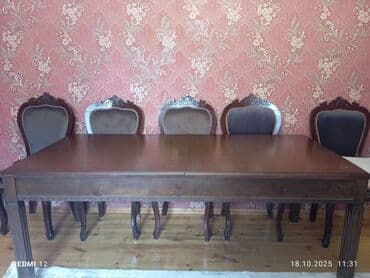 Qonaq otağı üçün, İşlənmiş, Açılan, Dördbucaq masa, 8 stul lalafo.az -da Qonaq otağı üçün, İşlənmiş, Açılan, Dördbucaq masa, 8 stul