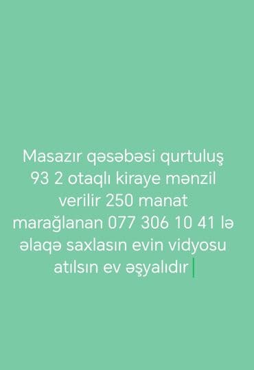 Masazır qəsəbəsi, Qurtuluş 93 yaşayış kompleksində 2 otaqlı kirayə lalafo.az -da Masazır qəsəbəsi, Qurtuluş 93 yaşayış kompleksində 2 otaqlı kirayə