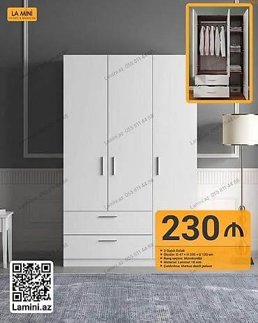 3 qapılı, Siyirməli, Ağ, Digər material, Açılan, Düz dolab lalafo.az -da 3 qapılı, Siyirməli, Ağ, Digər material, Açılan, Düz dolab